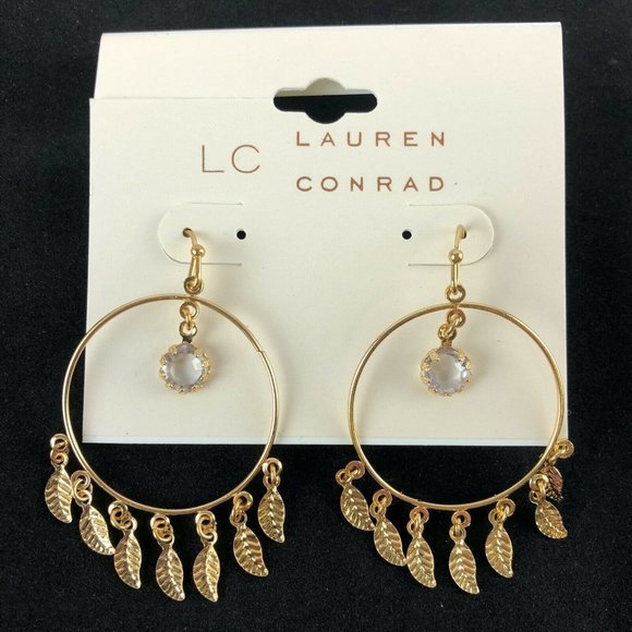 LC Lauren Conrad Earrings Gold-tone 2" Dangles - Picture 1 of 1
